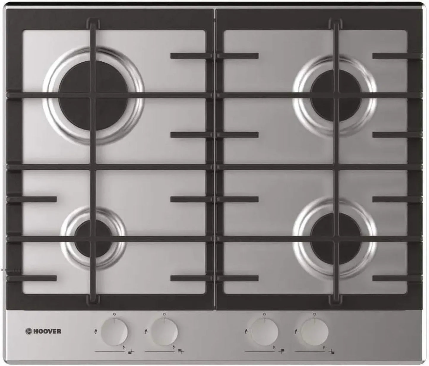 Table de cuisson à gaz Hoover 4 feux en fonte inox 60 cm