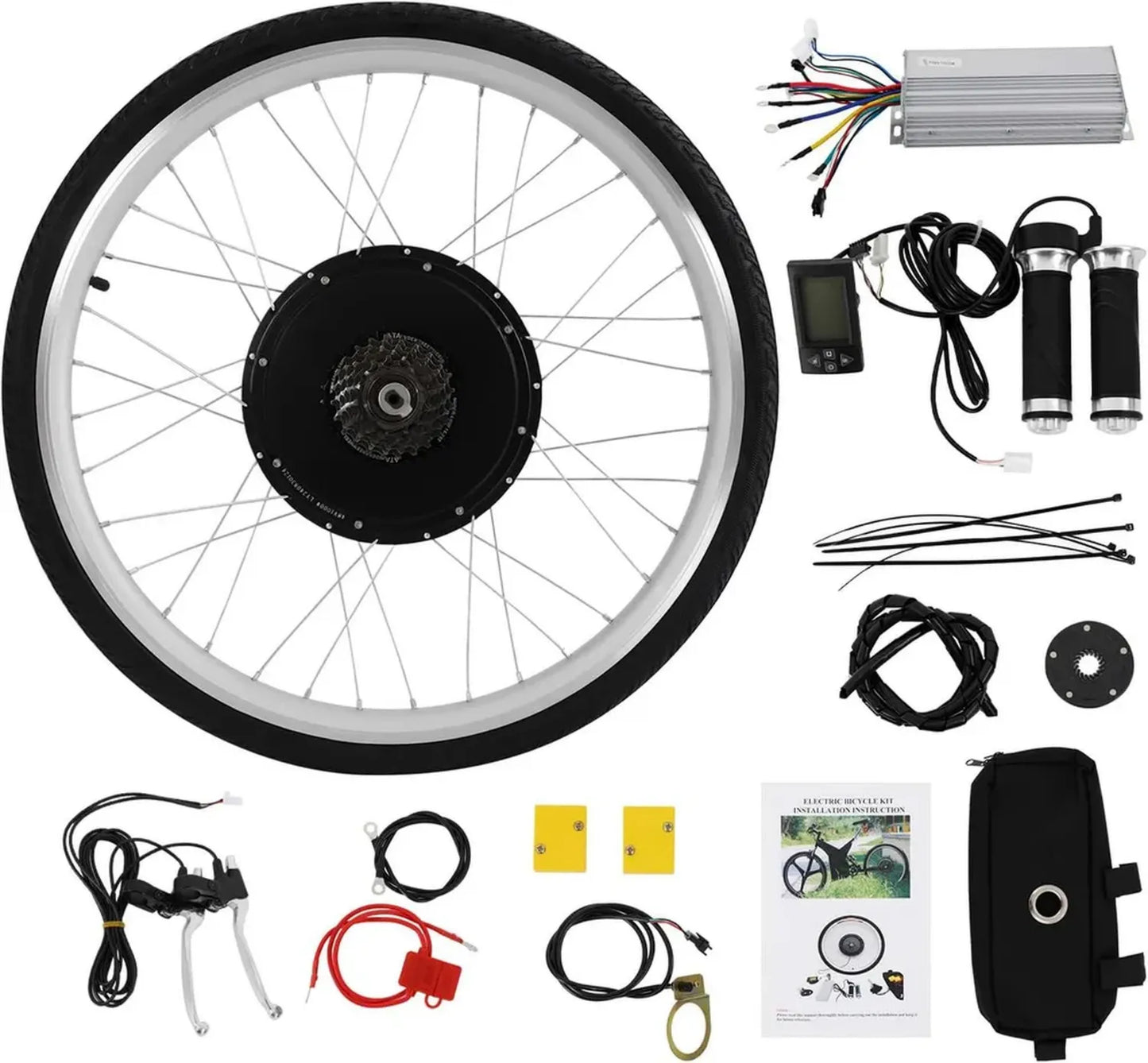 Ensemble de conversion de vélo électrique 26 pouces, moteur 48V 1000W avec écran LCD, 7 vitesses, fourche 135 mm