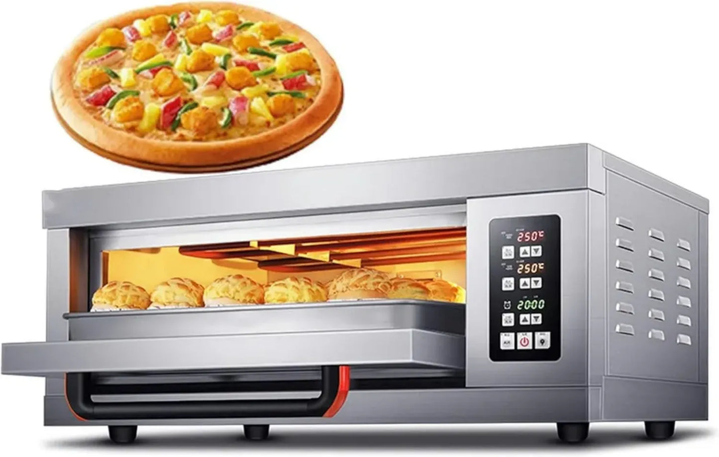 Four à pizza électrique professionnel en acier inoxydable, 3200 W, 220 V, pour restaurant