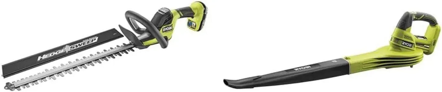 Ryobi Taille-Haies 18V One+ avec Batterie et Chargeur, Lame 50 cm, et Souffleur 245 km/h sans Batterie