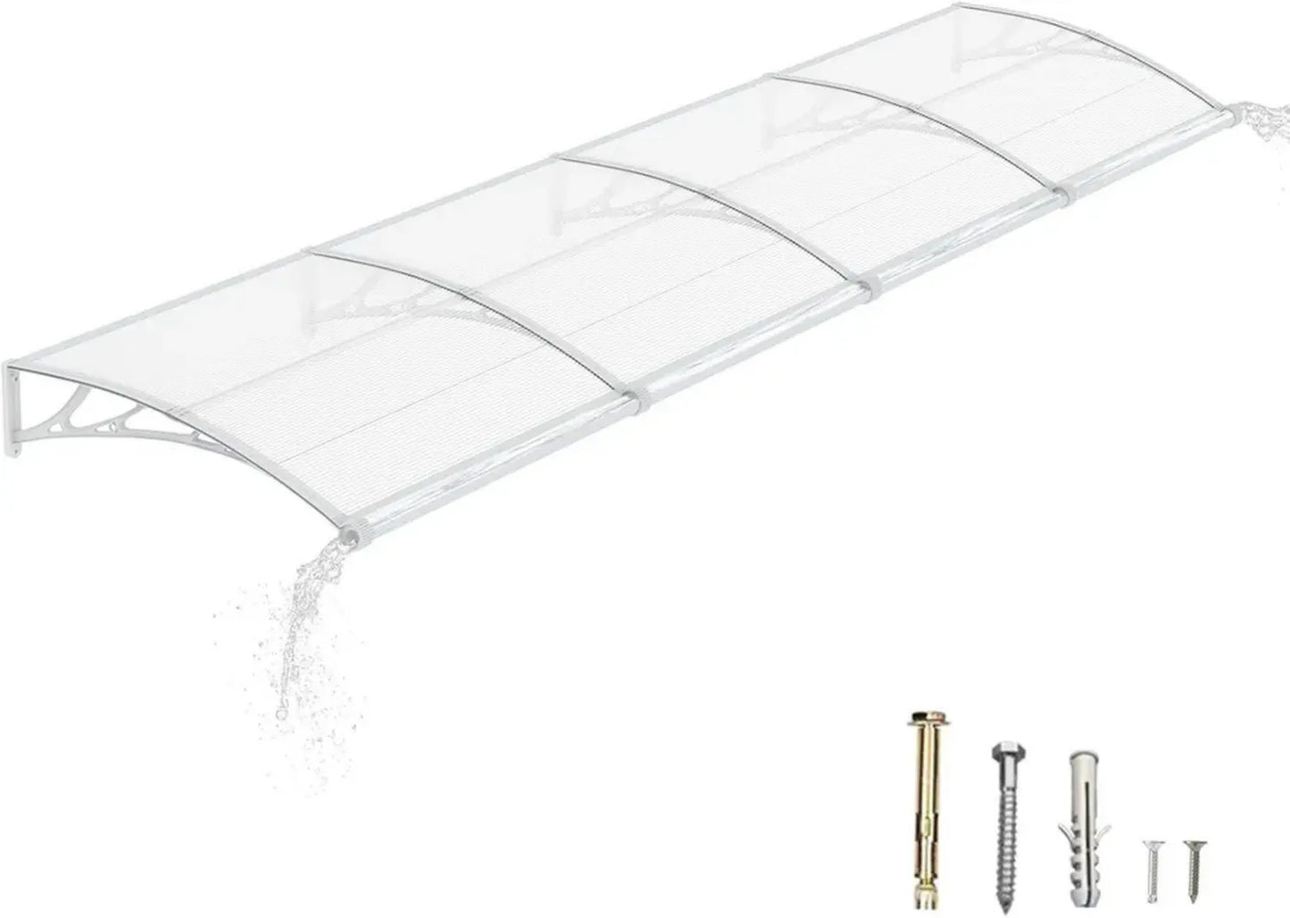 Abri de Porte Entrée 100 x 400 cm en Polycarbonate, Protection Anti-Pluie et Anti-UV pour Extérieur, Maison et Balcon