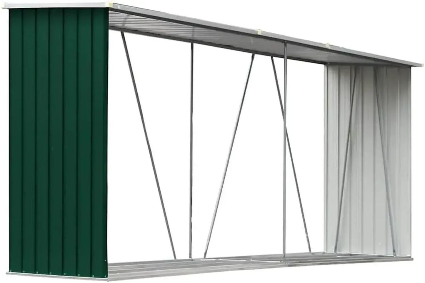 Abri de Bois en Acier Galvanisé pour Jardin, 330x84x152 cm, Vert