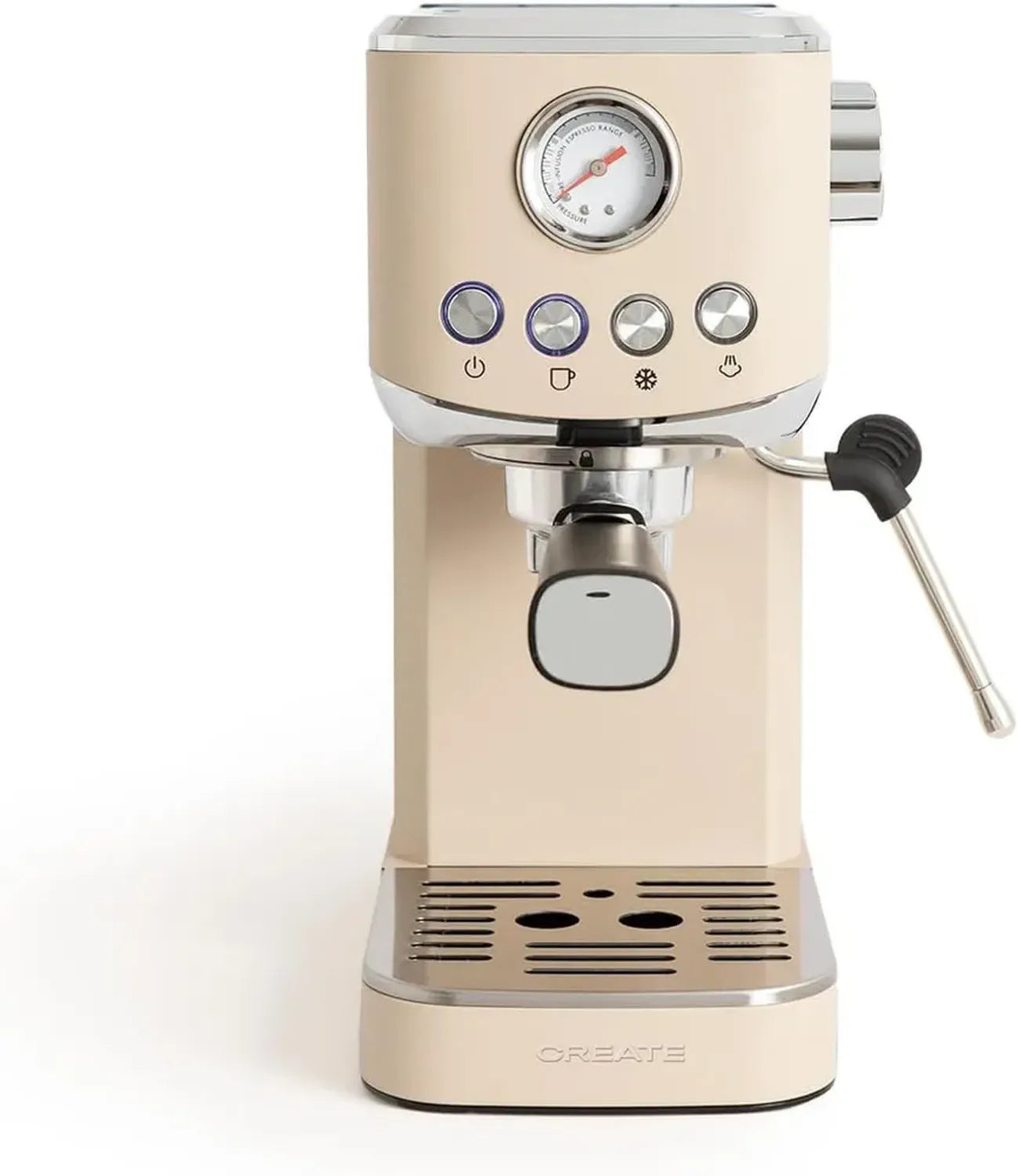 Machine à Expresso Compacte 20 Bars, Semiautomatique avec Café Froid et Buse Vapeur, Réservoir 1,2L, Compatibilité Café Moulu et Dosettes ESE
