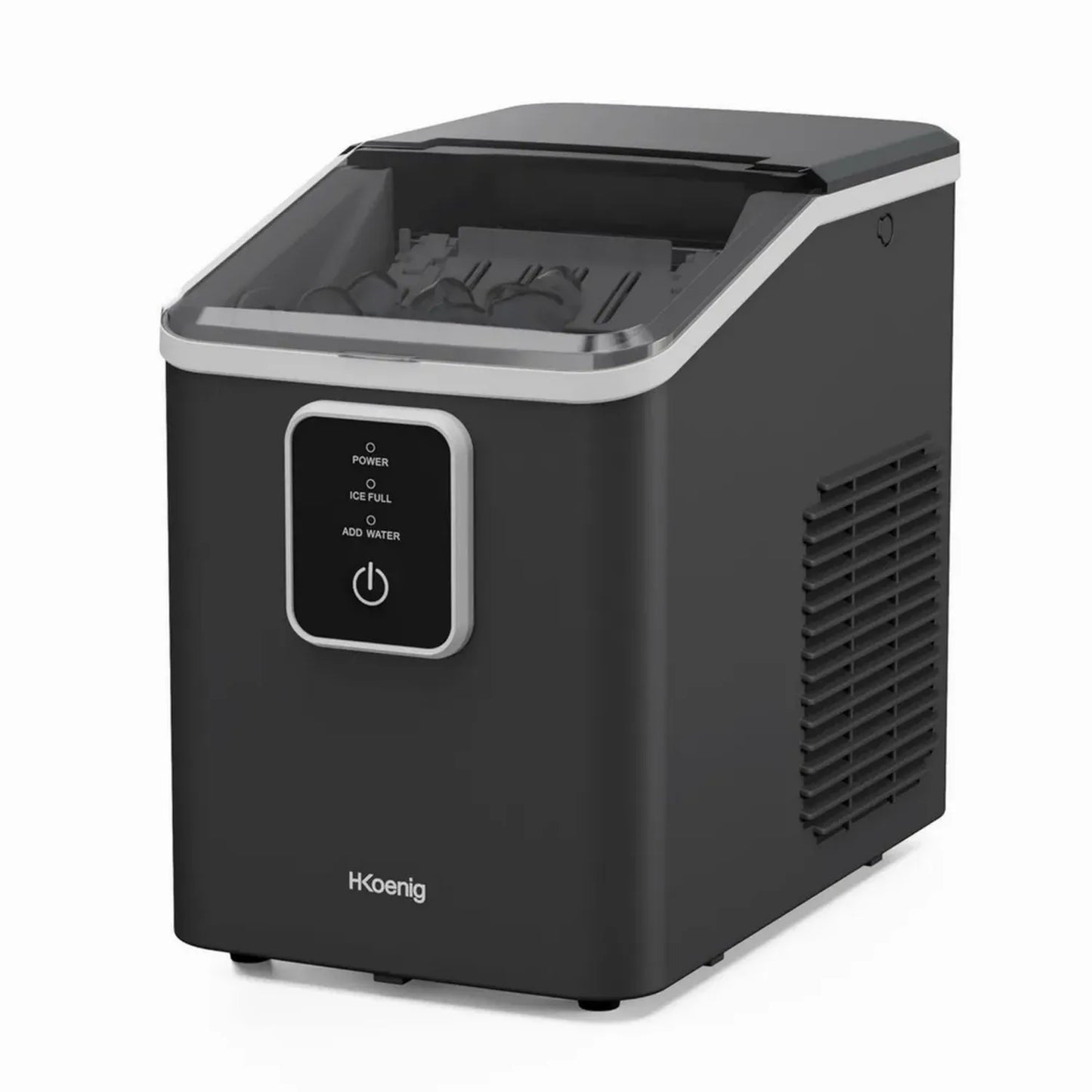 H.Koenig Machine à Glaçons Compacte 12kg/24h, 2 Tailles, Silencieuse, Portable, Glaçons Rapides en 6 min, Pelle Incluse