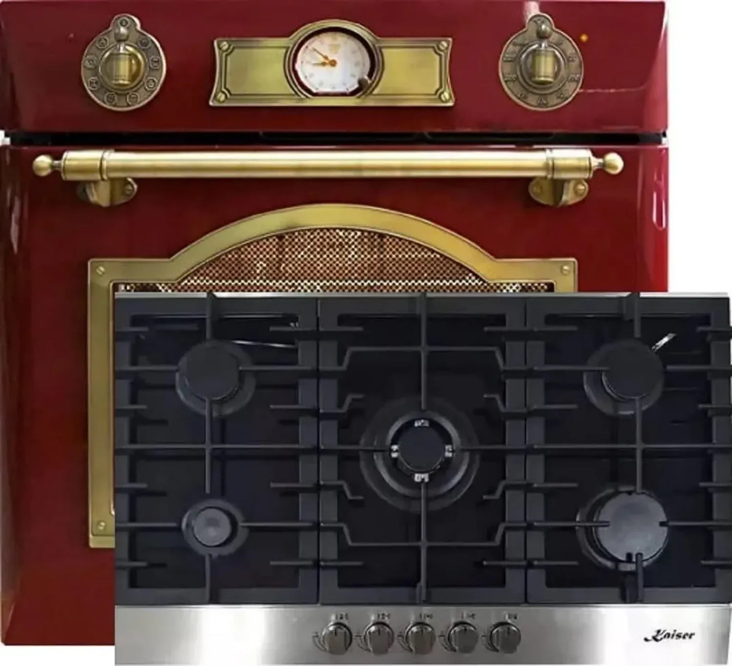 Ensemble Four Électrique et Plaque Gaz Kaiser - 79L, 8 Fonctions, 90cm, Compatible WOK et Gaz Multiple