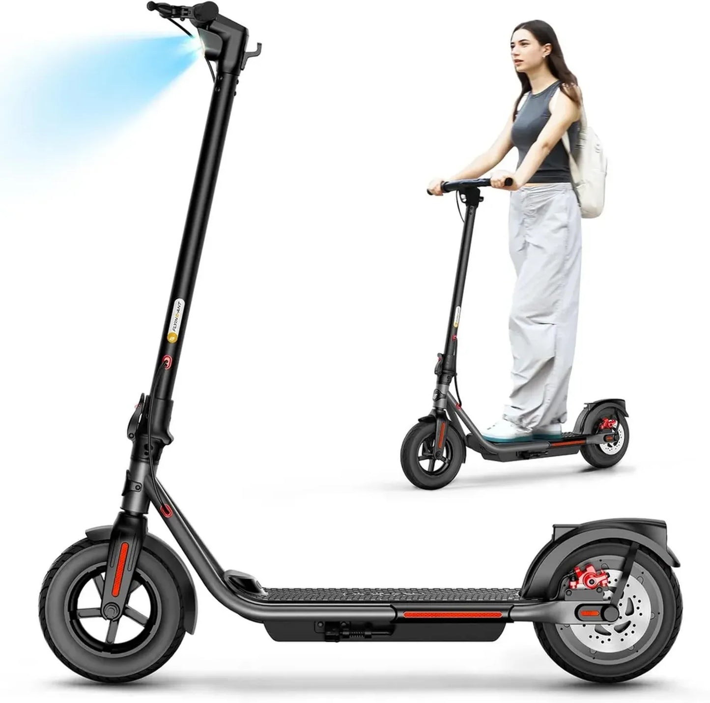 Trottinette Électrique Adulte 10 Pouces, 36V 7.8Ah, 32km Autonomie, 25km/h, Doubles Freins, Pneus Résistants, Éclairage Auto, Écran LCD, Pliable, Noir