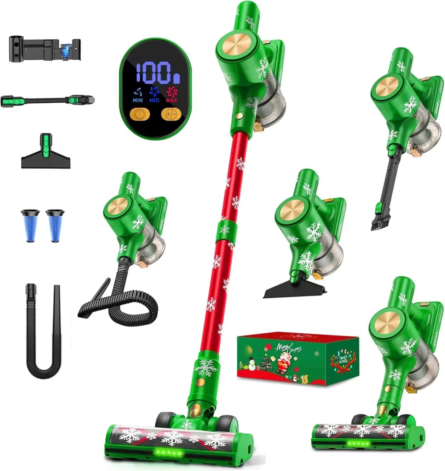 Aspirateur Balai Sans Fil 500W avec Station Murale et Brosse Anti-Enchevêtrement