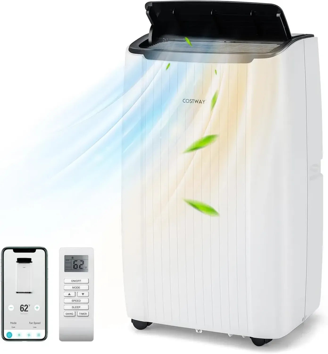 Climatiseur Mobile Silencieux 12000 BTU 6-en-1 avec Chauffage, Ventilation et Déshumidification