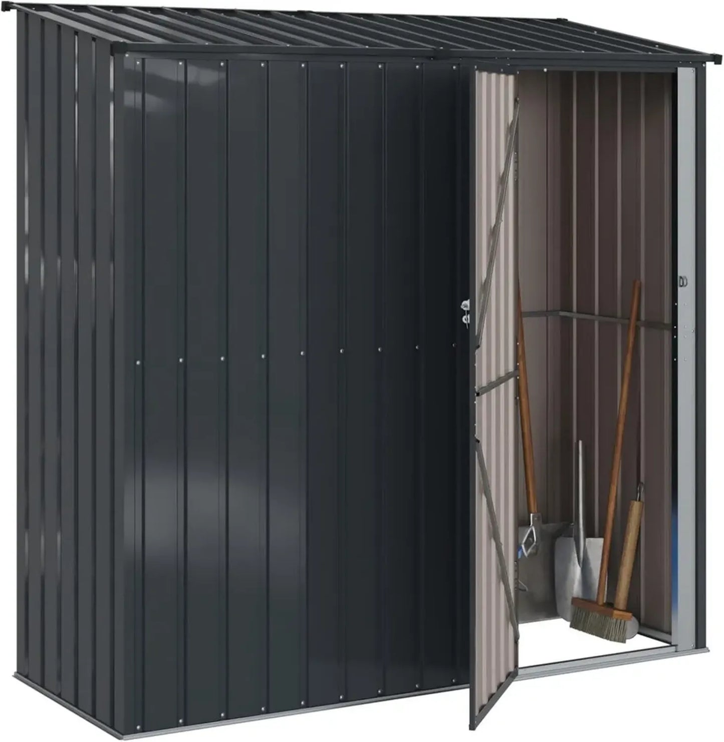 Abri de Jardin Métallique Anthracite 203x85,5x200 cm, Résistant aux Intempéries