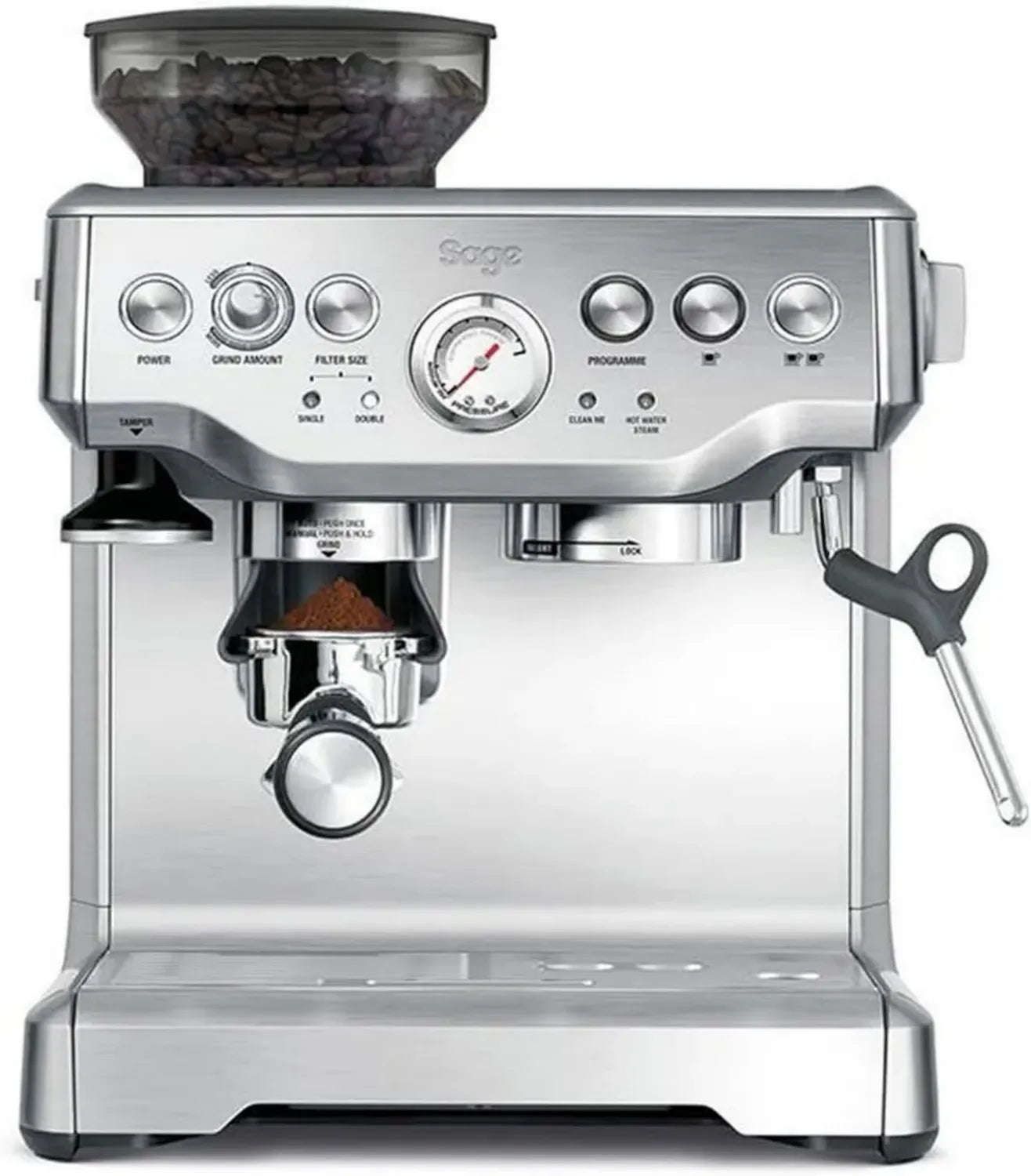 Machine à Expresso Sage - Barista Express avec Broyeur Intégré et Mousseur Manuel - Inox Brossé