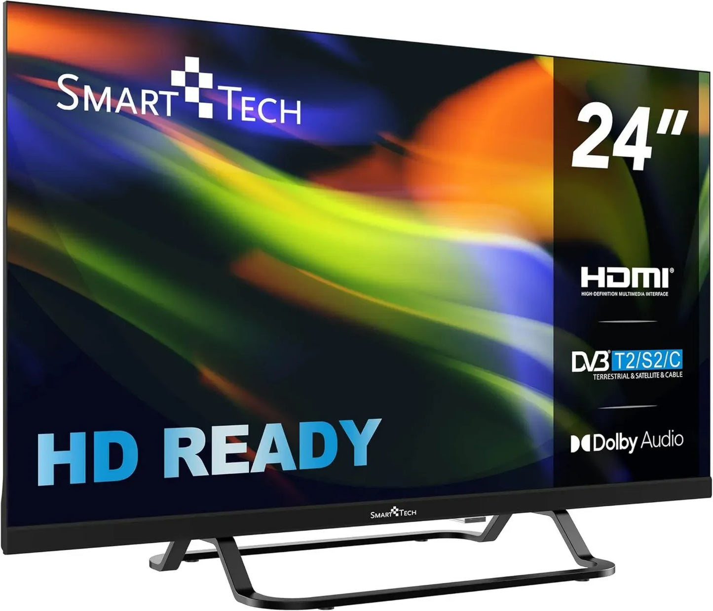 Téléviseur LED HD 24' avec Chargeur Auto, HDMI, USB, Modèle 2025