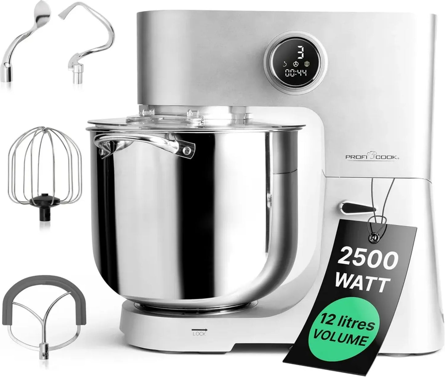 Robot culinaire Profi Cook 12L XXL, moteur 2500W, écran LED
