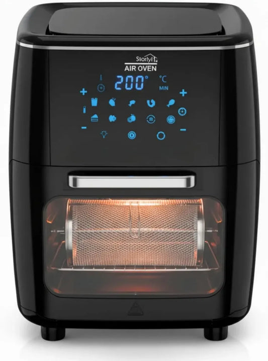 Four à Air STARLYF - Friteuse sans Huile 10-en-1 1700W, 12L avec Cage Rotative, Programmes Prédéfinis, Déshydrateur et Convection