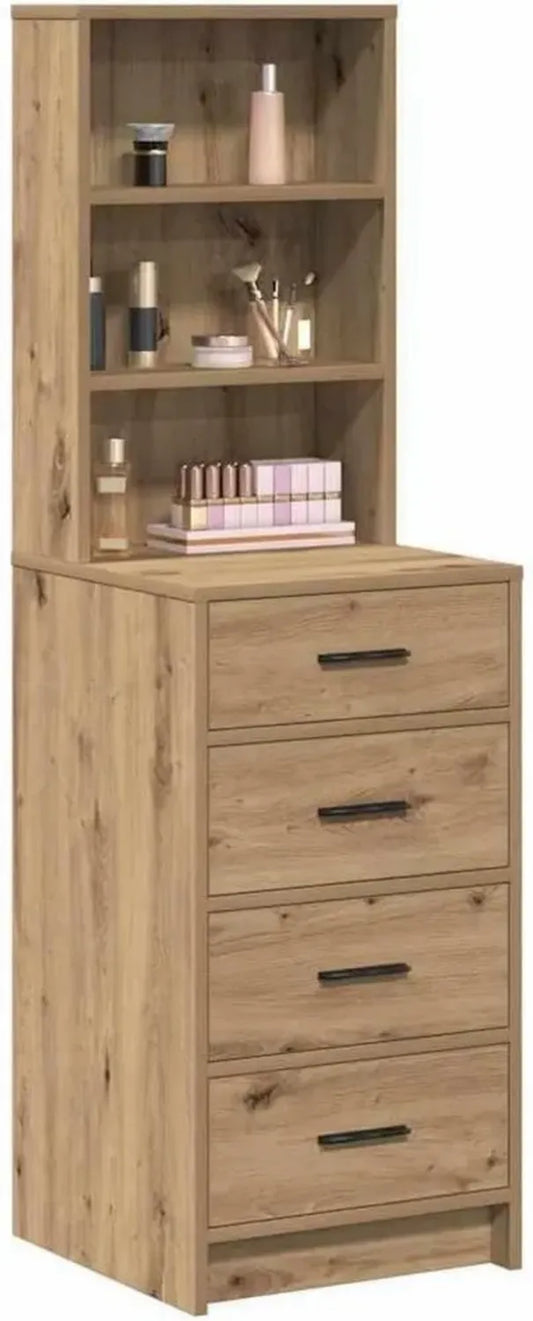 Armoire Haute en Bois d'Ingénierie Chêne 40 x 41 x 135 cm, Meuble de Rangement Contemporain pour Salle à Manger