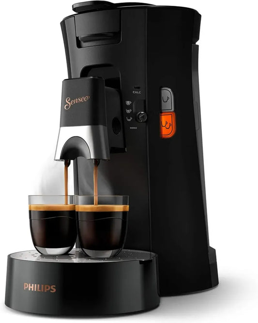 Senseo Select CSA240/60 Cafetière à Dosettes - Intensité Réglable, Fonction Mémo, Plastique Recyclé, Noir