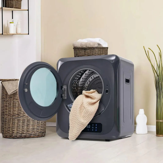 Sèche-linge à gaz en acier inoxydable avec filtration multiple, 6 programmes et fonctions, protection surchauffe, montage mural, classe énergétique G, gris
