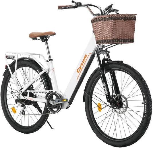 Vélo Électrique Urbain 26'' pour Homme et Femme, Batterie 36V 10Ah, Autonomie 80 km, Moteur 250W, Vitesse Max 25 km/h