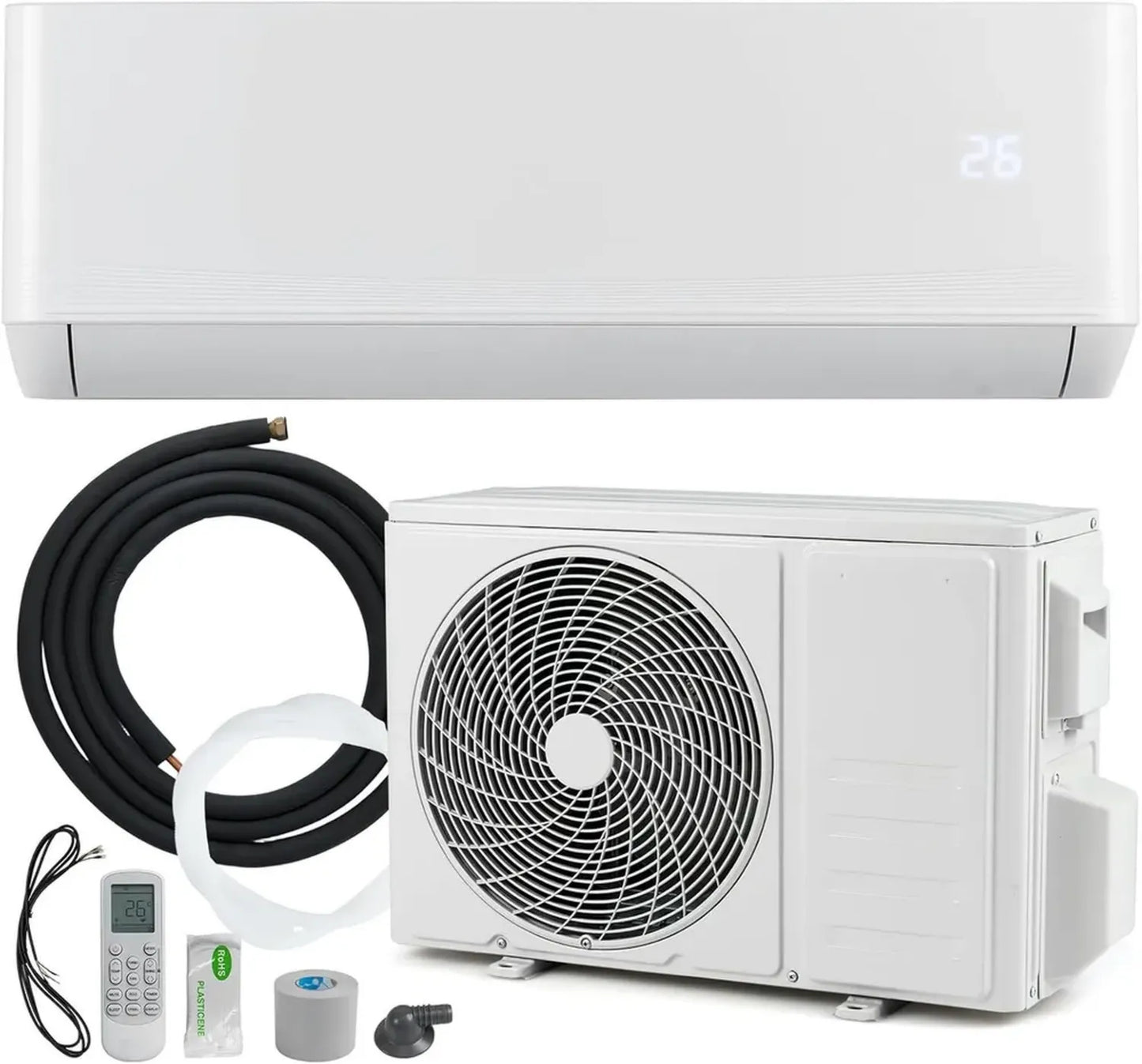 Climatiseur réversible mural 12000 BTU Goplus avec WiFi et pompe à chaleur, classe énergétique A++/A+, fluide R32, écran LED, 7 modes, 8 vitesses, fonction chaud et froid