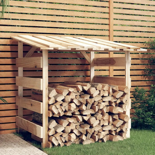 Abri en Bois pour Stockage de Bois de Chauffage avec Pergola - Pin Traité - 100 x 90 cm