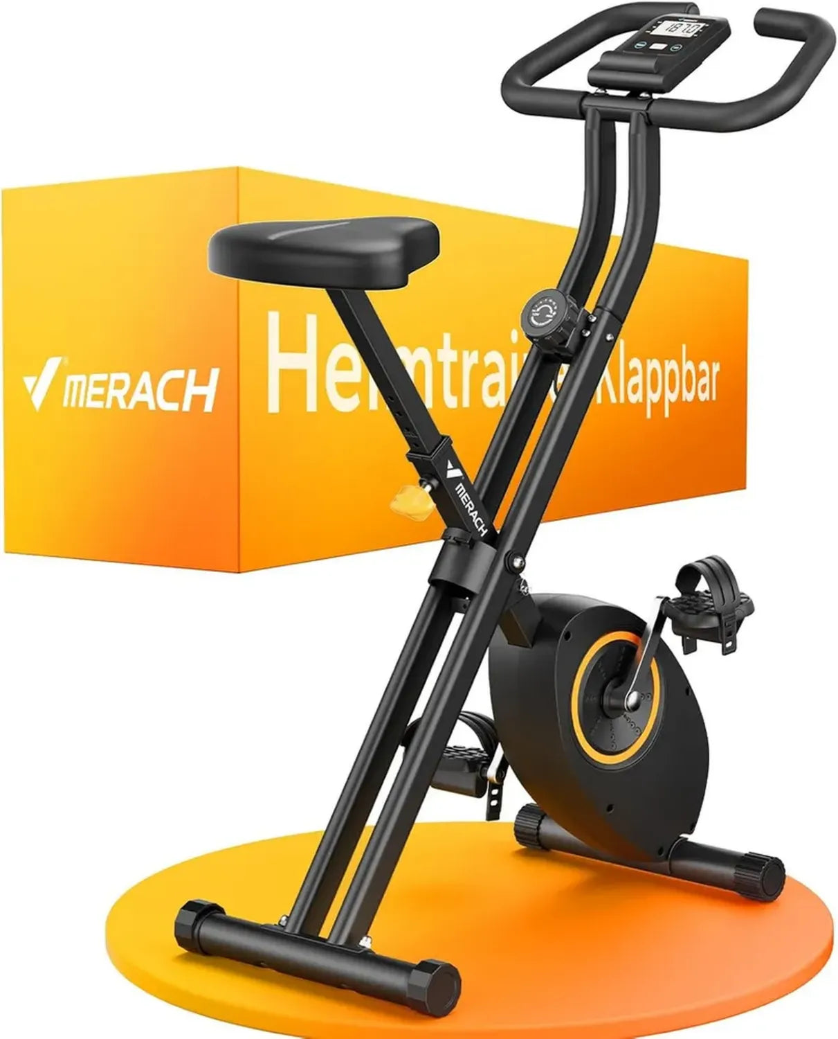 Vélo d'Appartement Pliable MERACH avec Écran LCD et Résistance Magnétique, Confort Optimal pour Entraînement Cardio à Domicile, Charge Maximale 136KG