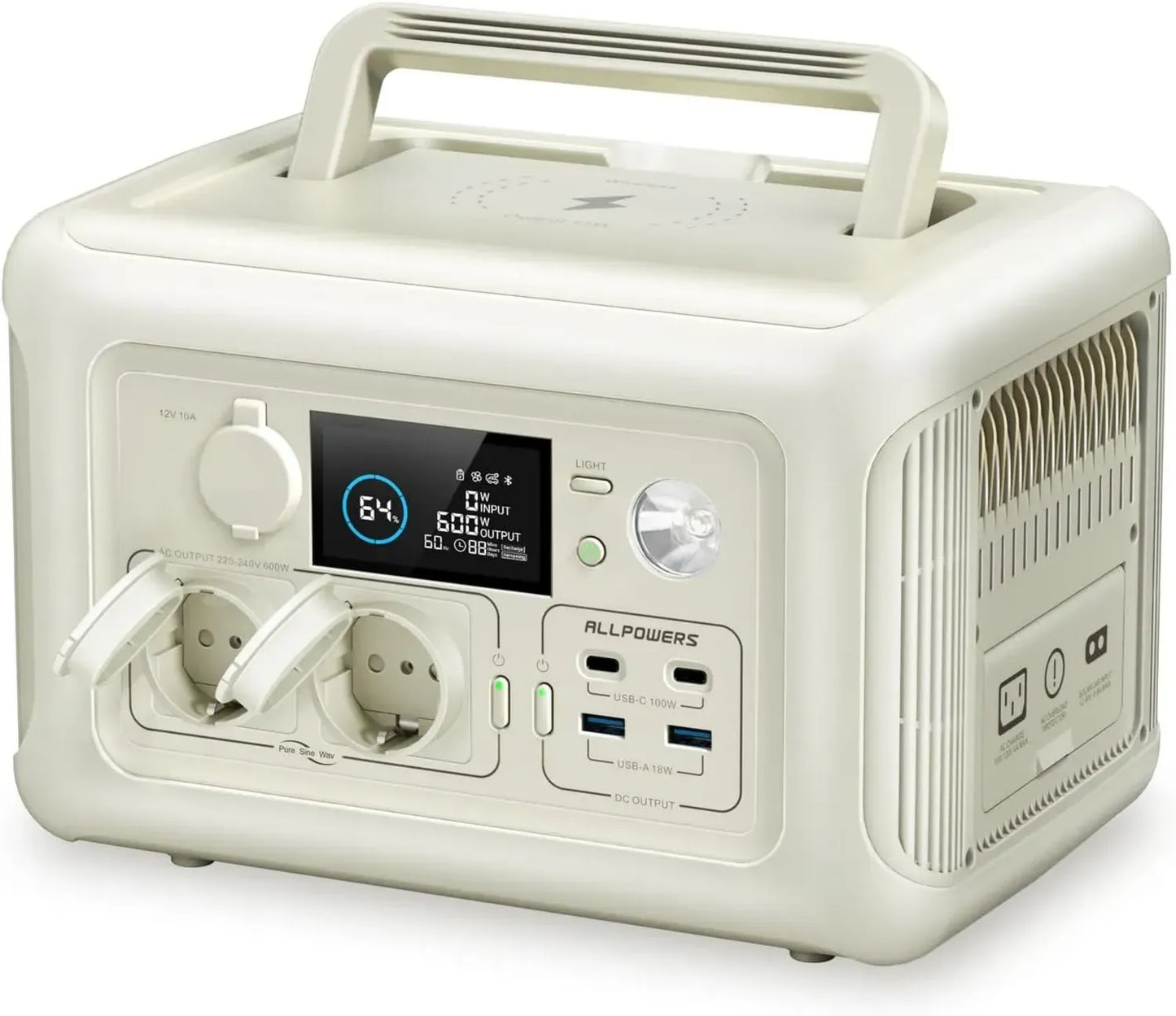 ALLPOWERS R600 Centrale Électrique Portable 299Wh, Batterie LiFePo4 Durable 3500 Cycles+, Charge Ultra-Rapide et Sans Fil, Idéale pour Camping et Voyages