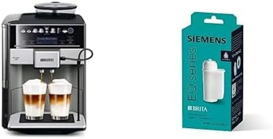 Siemens EQ6 Plus S500 Machine à Café Automatique, Système Aroma Double Shot et AutoMilk Clean, Filtre à Eau BRITA Intenza, Gris/Noir