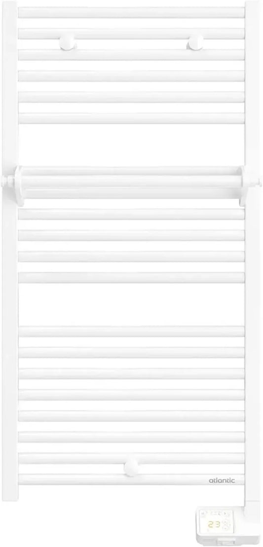 Radiateur sèche-serviettes électrique Atlantic 750W, commande digitale et barre de portage, blanc