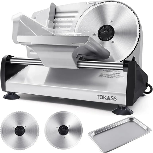 Trancheuse de cuisine électrique en acier inoxydable 200W avec lames réglables 0-15 mm