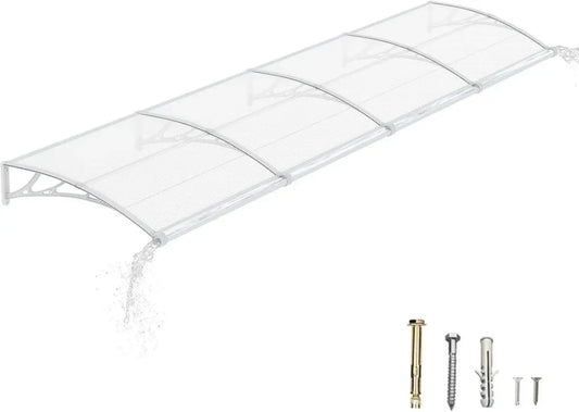 Abri de Porte Entrée 100 x 400 cm en Polycarbonate, Protection Anti-Pluie et Anti-UV pour Extérieur, Maison et Balcon