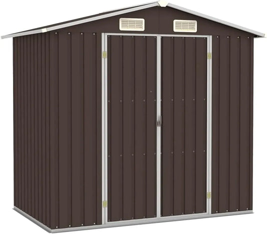 Cabane de Jardin en Acier Galvanisé 205x129x183 cm - Marron