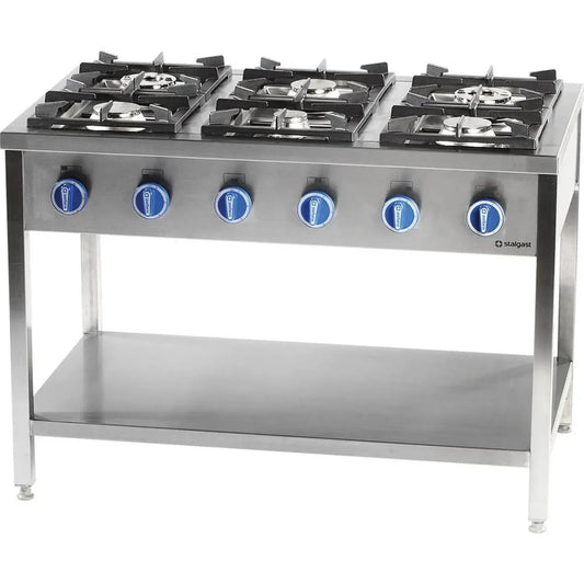 Cuisinière à gaz professionnelle, 6 brûleurs puissants, dimensions 1200 x 700 x 850 mm