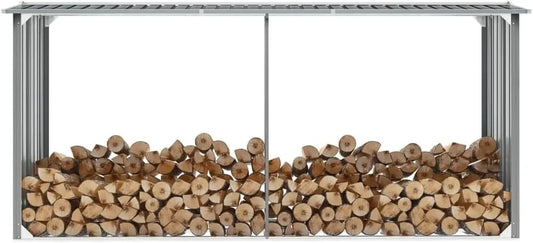 Abri de Rangement en Acier Galvanisé pour Bois 330x92x153 cm Gris