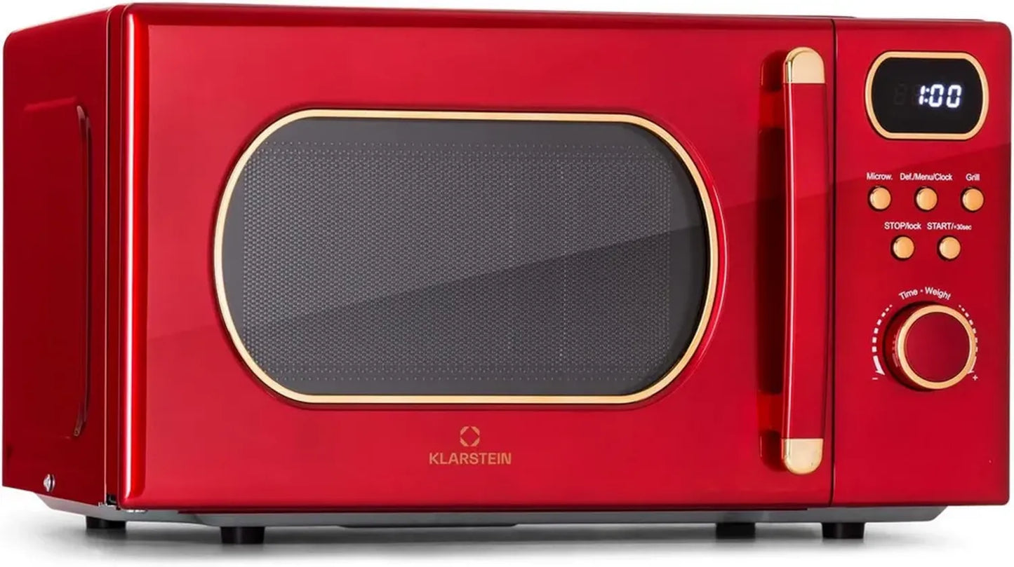 Four à Micro-ondes KLARSTEIN Vintage, Grill Multifonction 800W, 20L en Acier Inoxydable