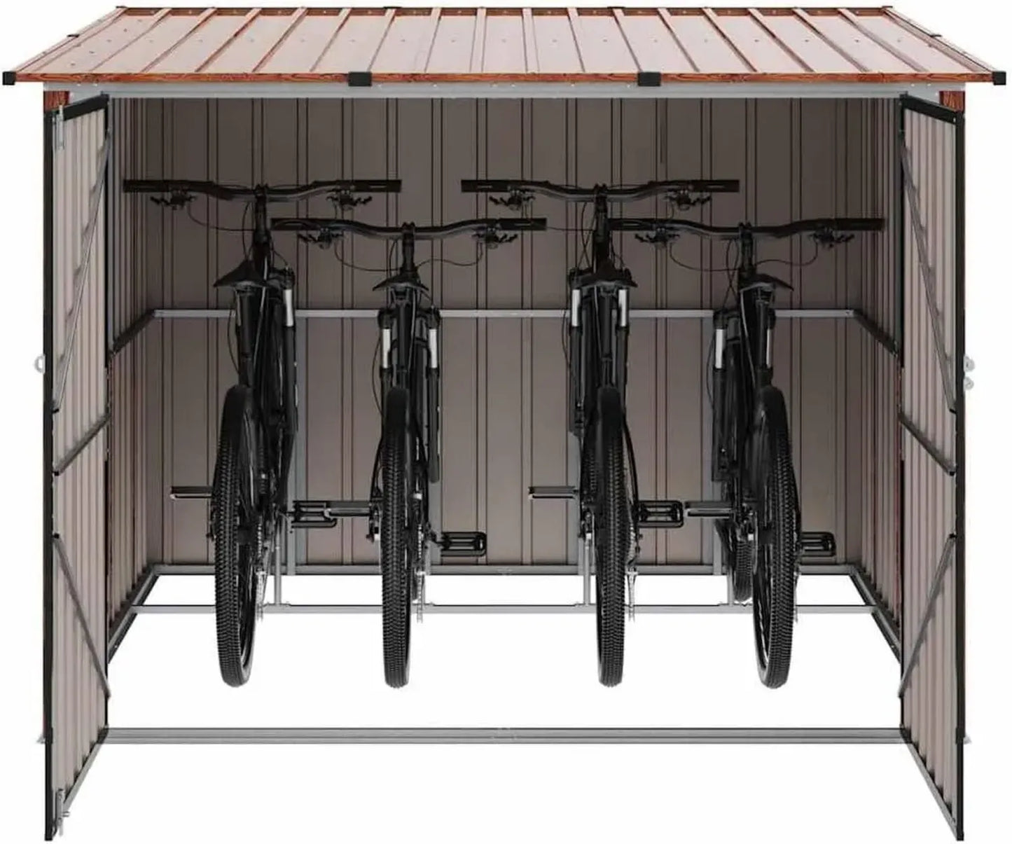 Abri à Vélos Métallique Marron, 3 Pièces, 215x206x157 cm, Moderne et Durable