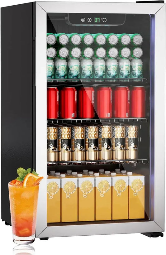 Mini Réfrigérateur à Boissons 80L, Porte Vitrée, Clayettes Modulables
