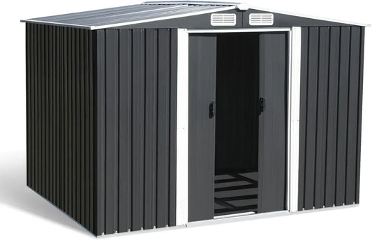 Abri de Jardin en Acier Galvanisé Gris 5,3 m² avec Base - IDMarket