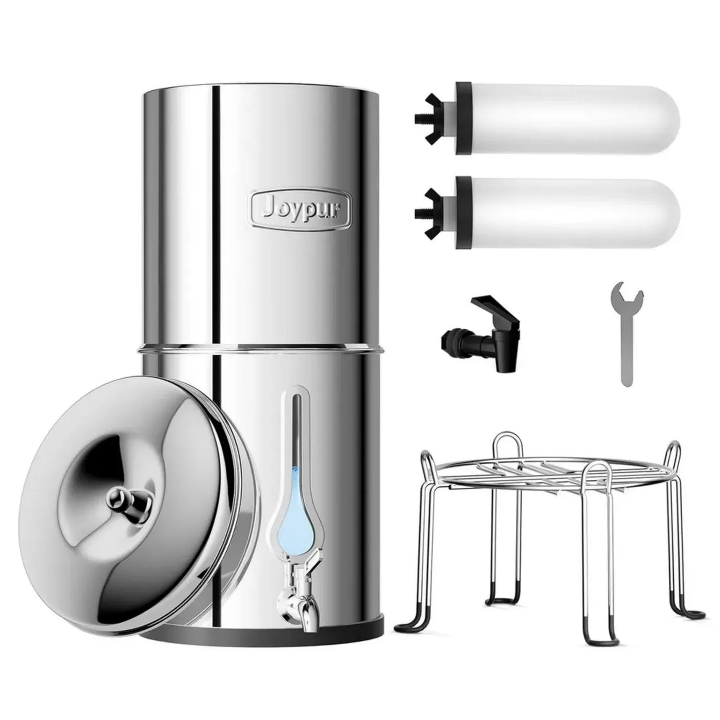 Système de Filtration d'Eau Gravitaire en Acier Inoxydable 8.5L avec Cartouches Céramiques