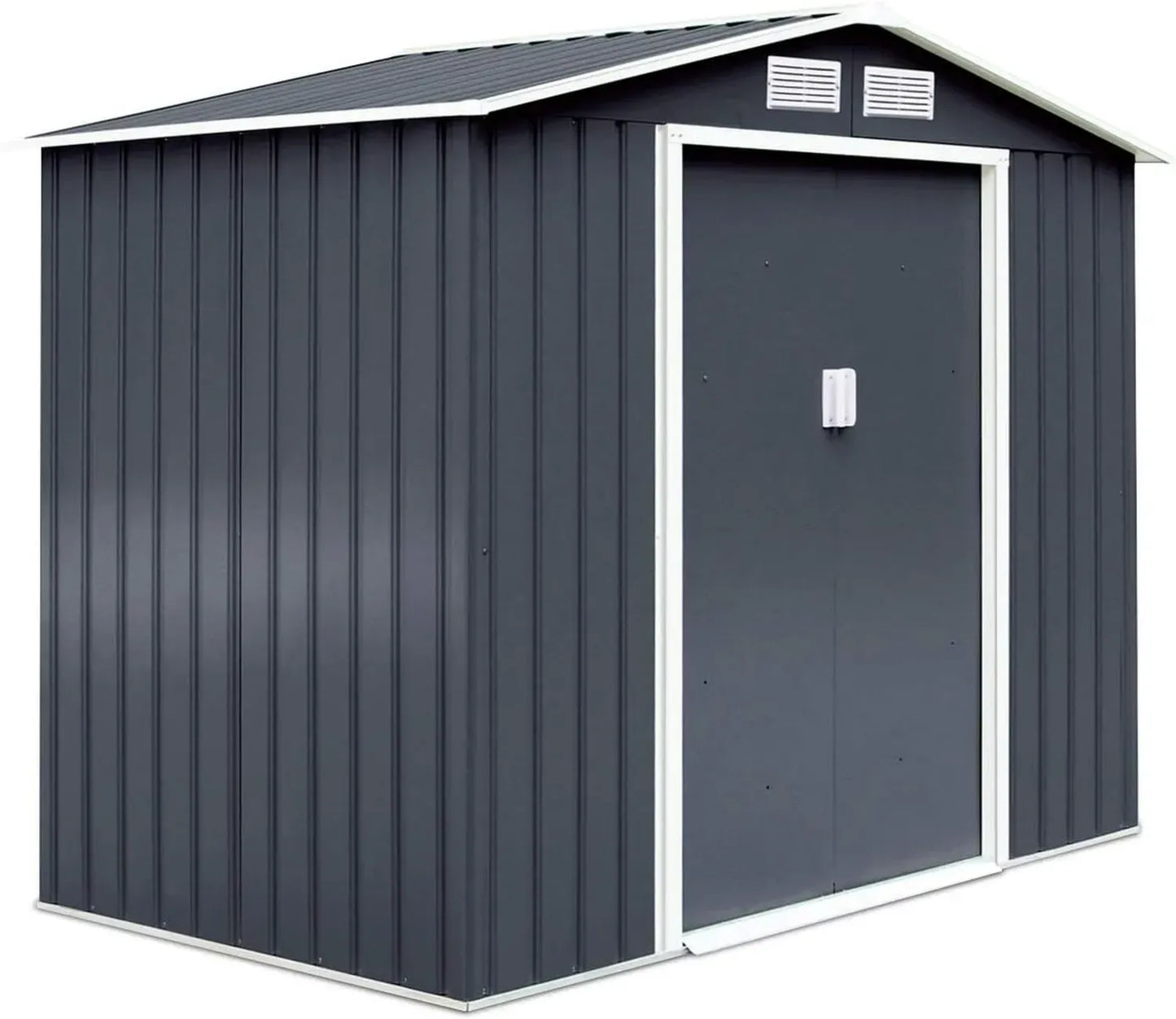 Abri de Jardin en Métal 5,3 m² avec Porte Coulissante et Base Solide, 277x191x192 cm, Anthracite