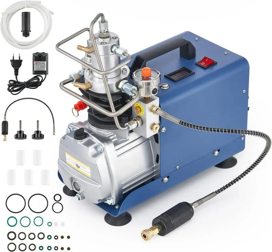Compresseur d'Air Portable 1800W, Pompe PCP Électrique 310 Bar, 50L/min, Manomètre Intégré, Ajustable pour Bouteilles de Plongée et Paintball