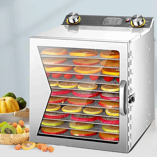 Déshydrateur Alimentaire Inox à 12 Couches avec Minuterie et Température Réglable