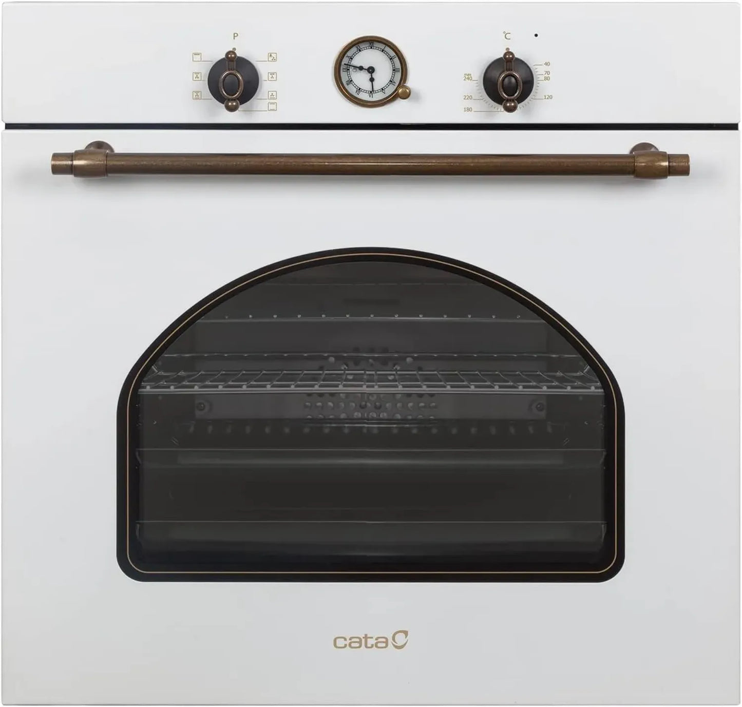 CATA Four Électrique Encastrable Blanc Rustique, Classe A, 7 Fonctions, Programmateur Mécanique, Convection, 5 Niveaux, 60L