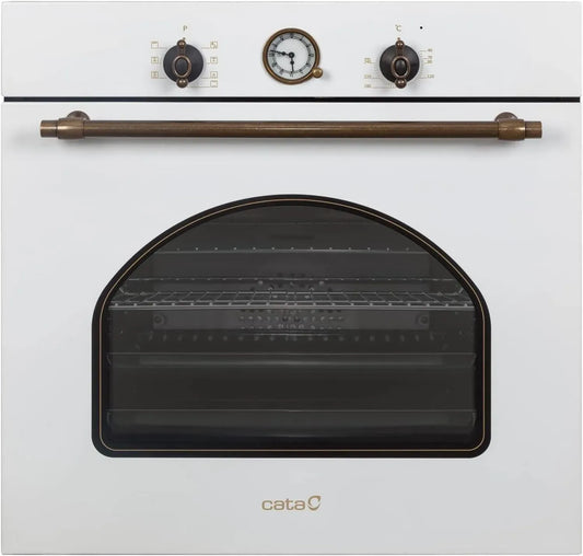 CATA Four Électrique Encastrable Blanc Rustique, Classe A, 7 Fonctions, Programmateur Mécanique, Convection, 5 Niveaux, 60L