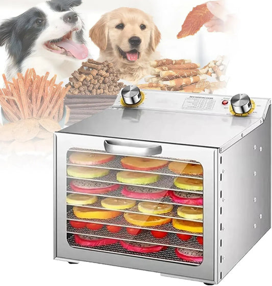 Déshydrateur Alimentaire en Acier Inoxydable avec Minuterie et Contrôle de Température, 8 Couches pour Viandes, Fruits et Friandises pour Chiens