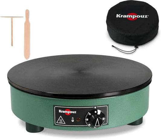 Crêpière Électrique Traditionnelle Bretonne 40 cm - Fonte Usinée - 3000W - Couverte - Fabriquée en France