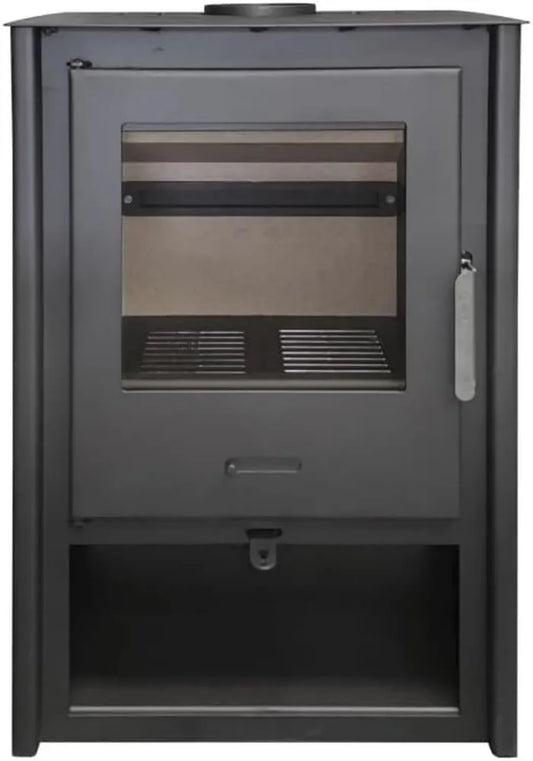 Poêle à bois Deva 12 kW en acier avec chambre en vermiculite et verre céramique