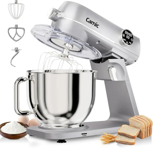 Robot Pâtissier 1800W en Métal avec Bol Inox 8L, Écran LED, 10 Vitesses et Minuterie