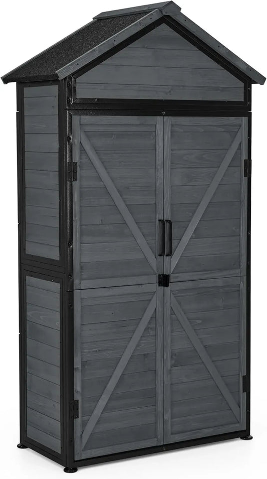 M MCombo Abri de Jardin Métallique Imperméable pour Terrasse 45x90x165 cm Gris
