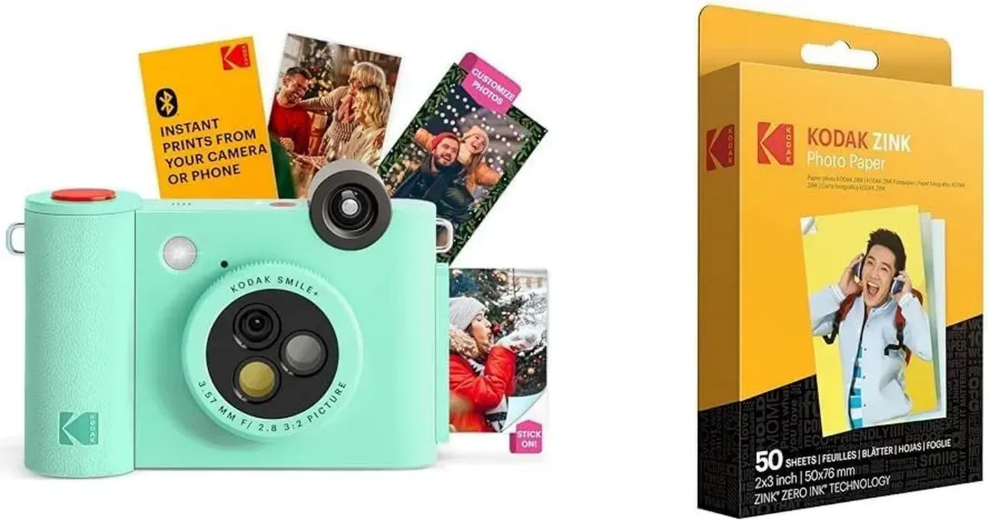 KODAK Smile+ Appareil Photo Instantané avec Papier Photo Premium 50 Feuilles