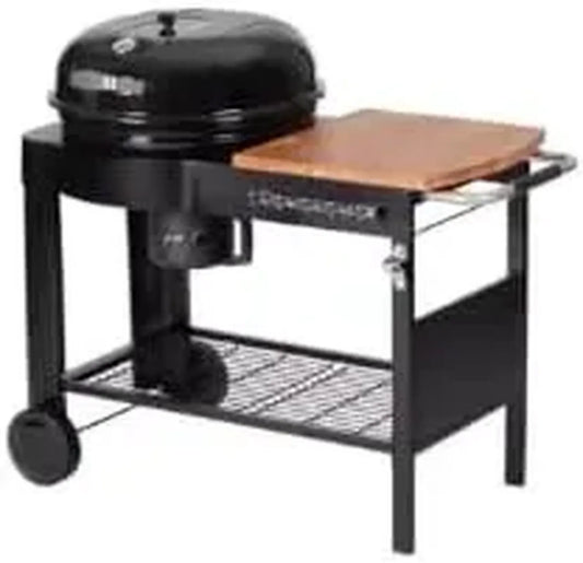 Barbecue à Charbon Calgary en Acier et Bois avec Couvercle Thermomètre et Tablette Latérale - Noir