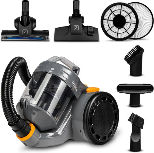 Aspirateur Cyclonique Sans Sac Zeegma Zonder, 899W, Collecteur 2L, Brosse Turbo, 2 Filtres HEPA, Noir